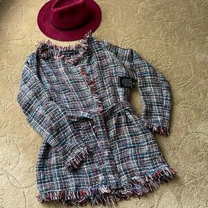 Boston Proper tweed wrap around jacket.